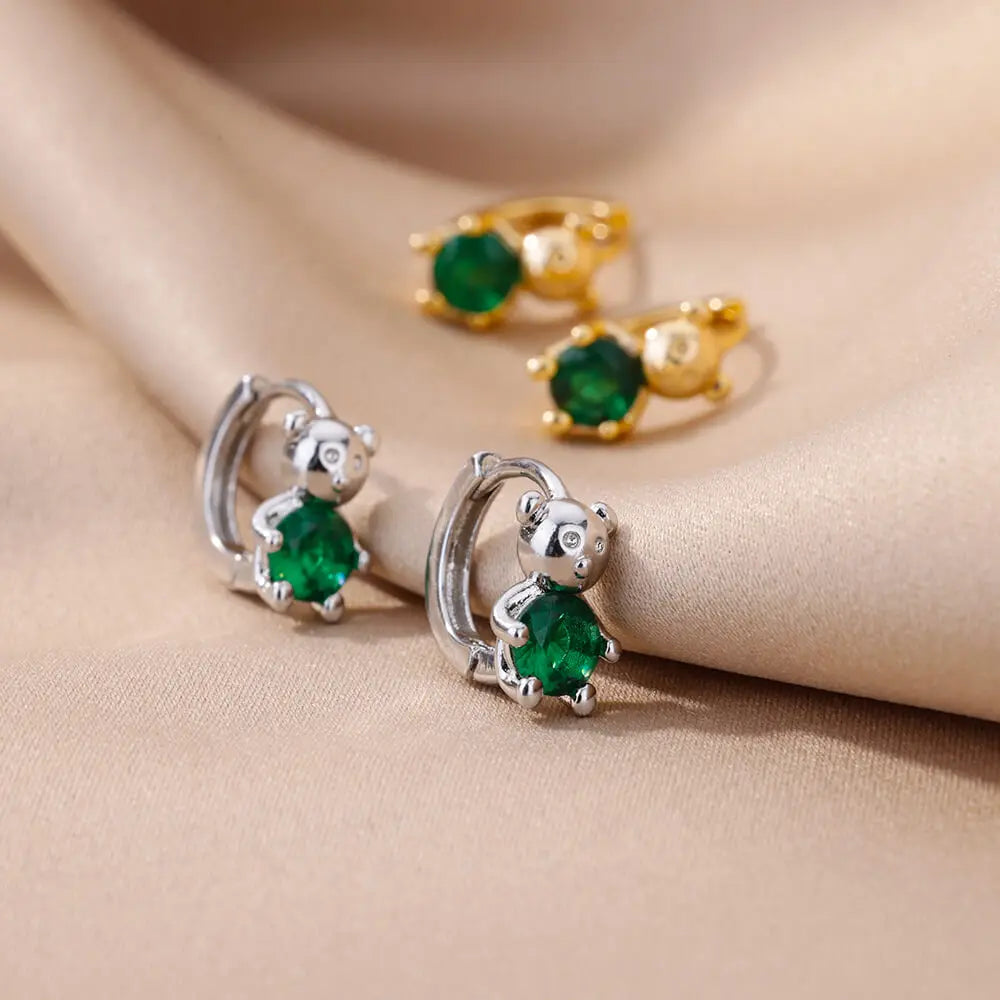 Fashion Rabbit Crystal Hoop Earrings For Women Zircon Leopard Head Owl Elephant Butterfly Earring Animal Jewelry Wedding Gift