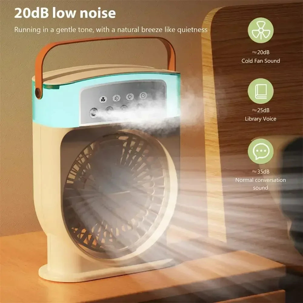 3 In 1 Portable Fan Air Conditioner Humidifier Cooling USB Fan Air Cooler LED Night Light Water Mist Humidification Fans