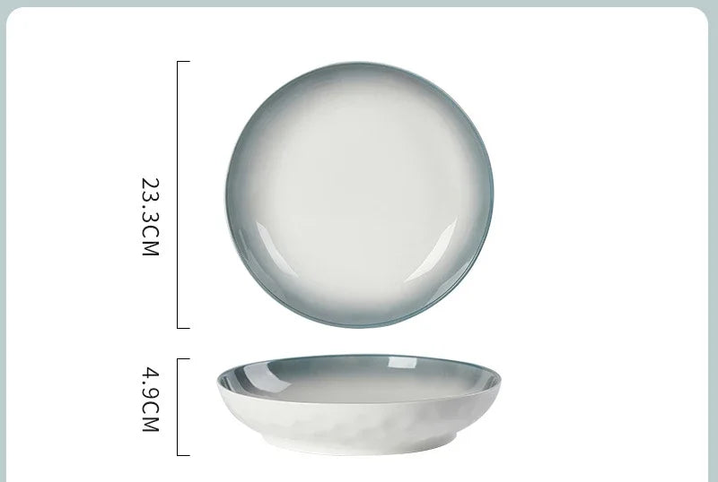 Ceramic Bowl Dish Gift Set Home Advanced Thickened Dish Bowl Cutlery Set Gradient Color Tableware