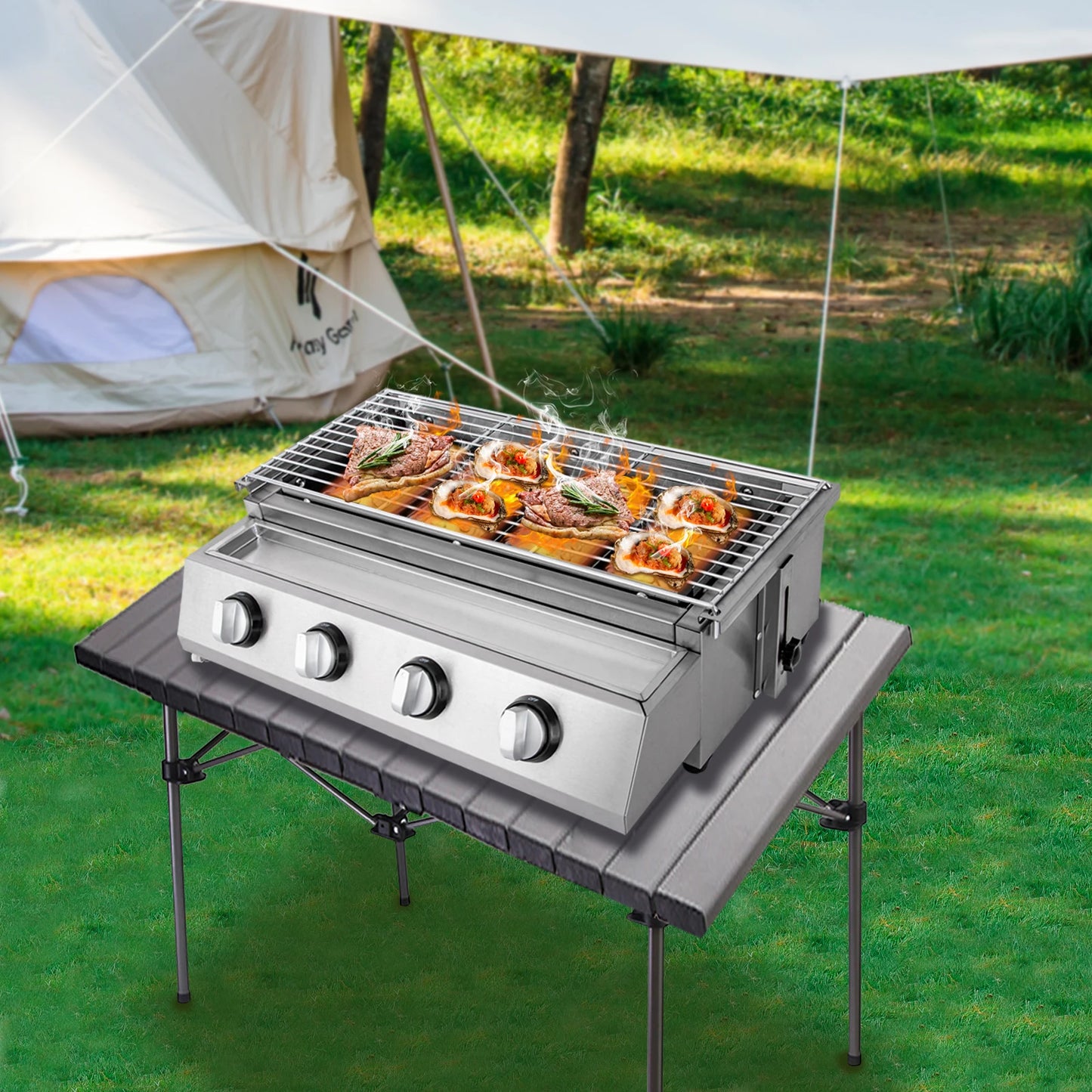 BBQ Propane Gas Stove Grill Stainless Steel Patio Garden Barbecue Grill