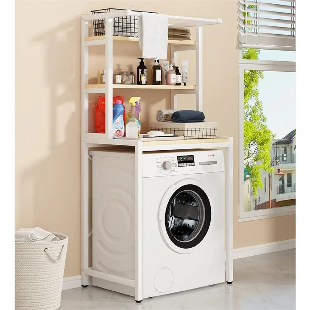 3 Tier Wooden Over The Washer and Dryer Storage Shelf Bathroom Shelf Washing Machine Storage Shelf for Laundry Room Bathroom