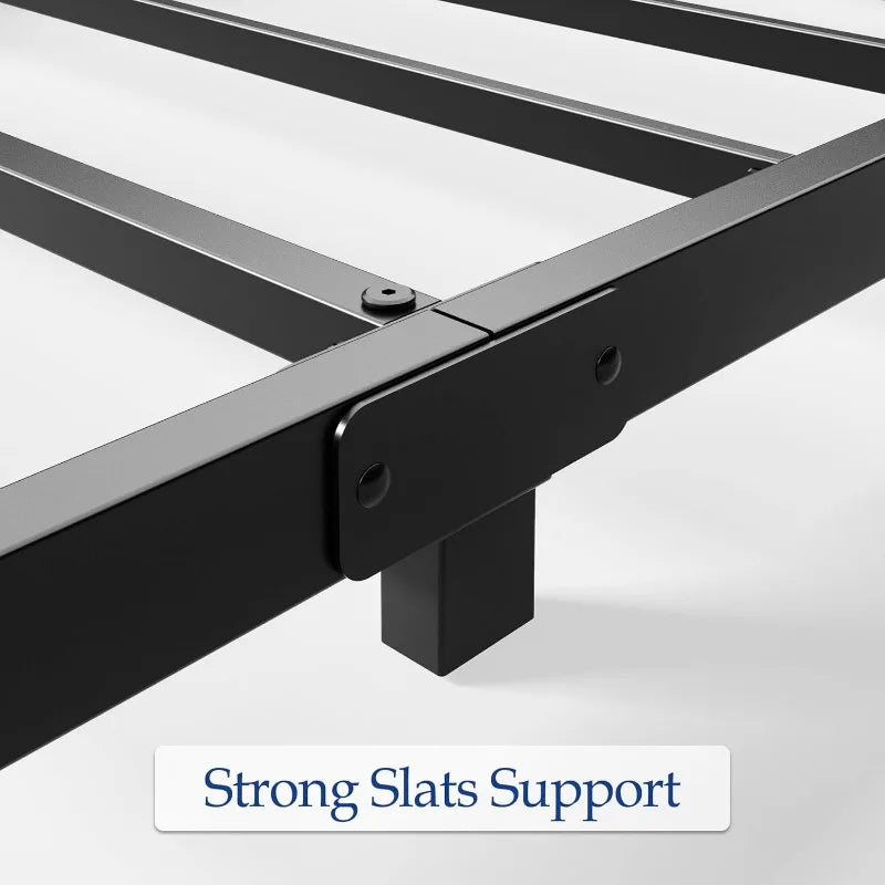 4 Inch King Size Bed Frame, Heavy Duty Metal Platform Low Bed Frame Full, No Box Spring Needed, Noise Free, Easy Assembly, Black
