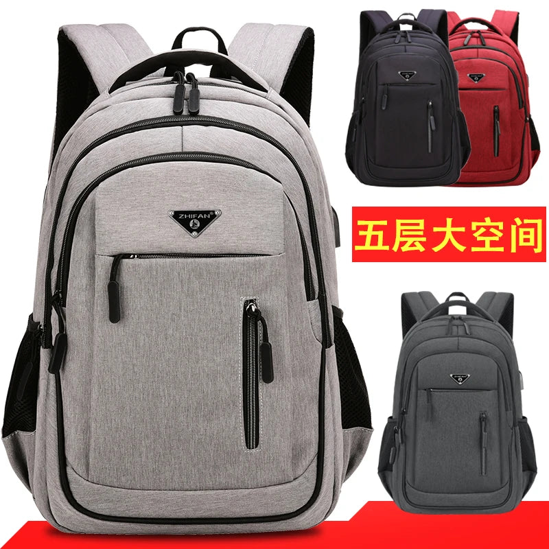 triangle logo Backpack Men USB Charging Laptop Bagpack 20 Inch high-capacity Multifunctional Travel schoolBag male business sac