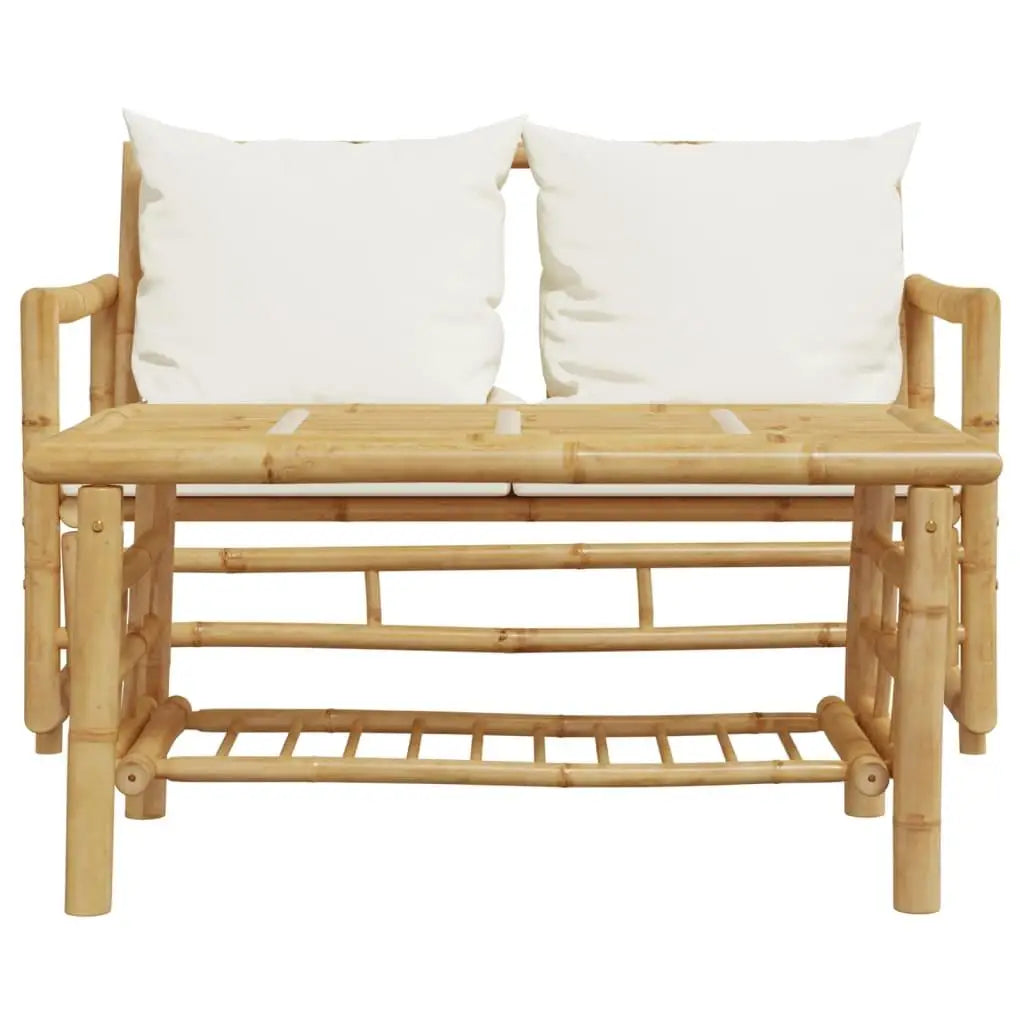 Stylish 2-Piece Bamboo Patio Sofa Set with Cushions - Outdoor Furniture