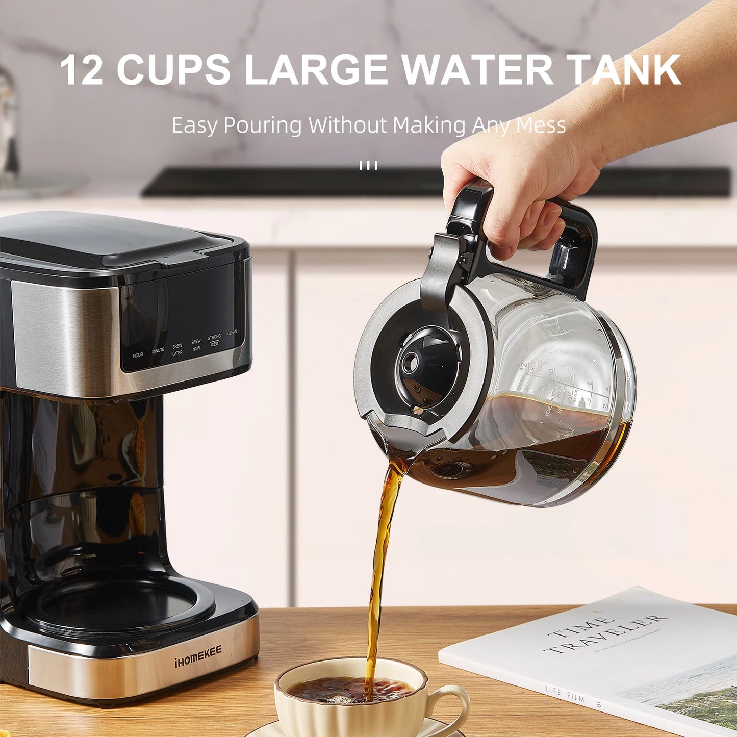 Programmable Drip Coffee Maker 12 Cup, Coffee Machine with Iced Coffee Function, Touch Screen, Regular & Strong Brew