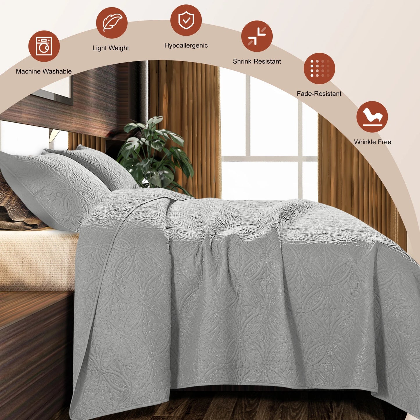 Quilt Cover Set with Copper Coin Pattern Lid, Cozy Bedroom Decor|Elegant Bedding Design|Cotton Filled Comfort, Bedroom Decor