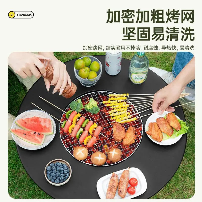 Folding Round Table Camping BBQ Grill stand Protable Barbecue Brazier Grill Outdoor Picnic Foldable  Fire Stove Charcoal grill