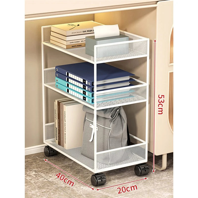 Double Layer Cart Book Storage Cabinet Office Desk Underneath Rolling File Folder Organization Tool Simple Bookshelf Rack