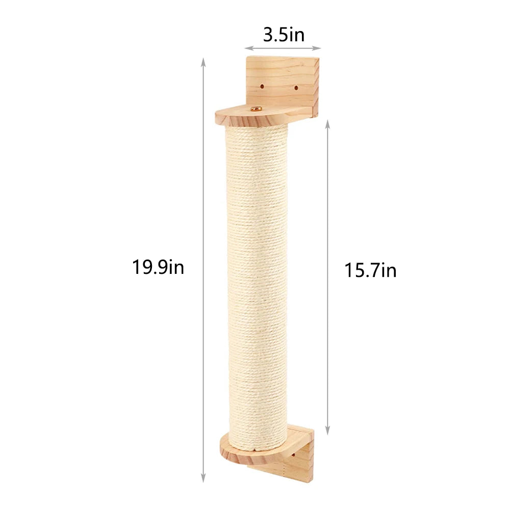 Cat Scratching Post Wall Furniture Wood Wall Mounted Kitten Scratcher Tree for Large Cats Thicker Columns for Multi-Functions
