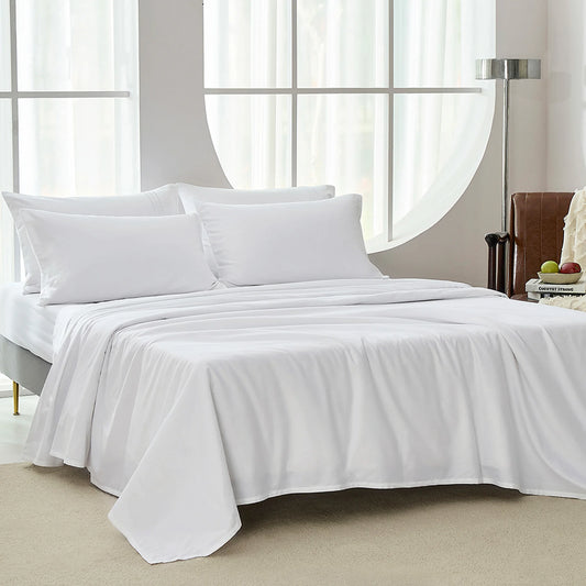 JELLYMONI Lyocell Cotton Sheet Set - 4 Pieces Ultra Soft Bed Sheets, Breathable and Moisture-Wicking Eucalyptus Bedding Set with