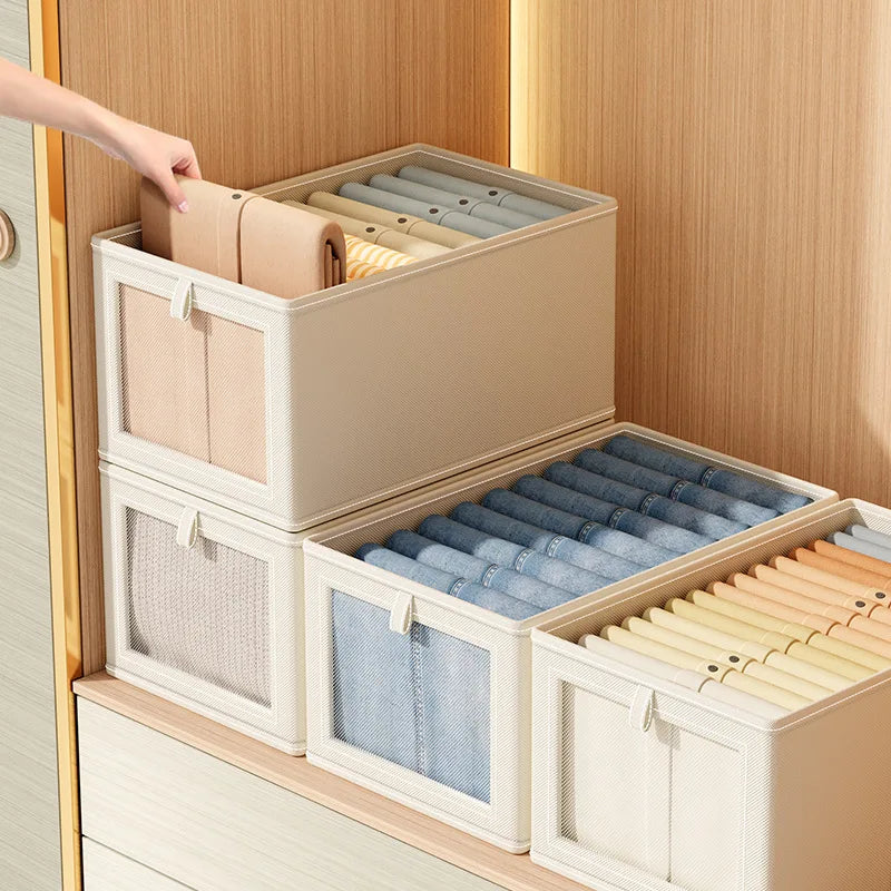 Visible Wardrobe Storage Organizer with Clear Window Large Capacity for Home Closet Bedroom T-Shirt Underwear Pants Organization