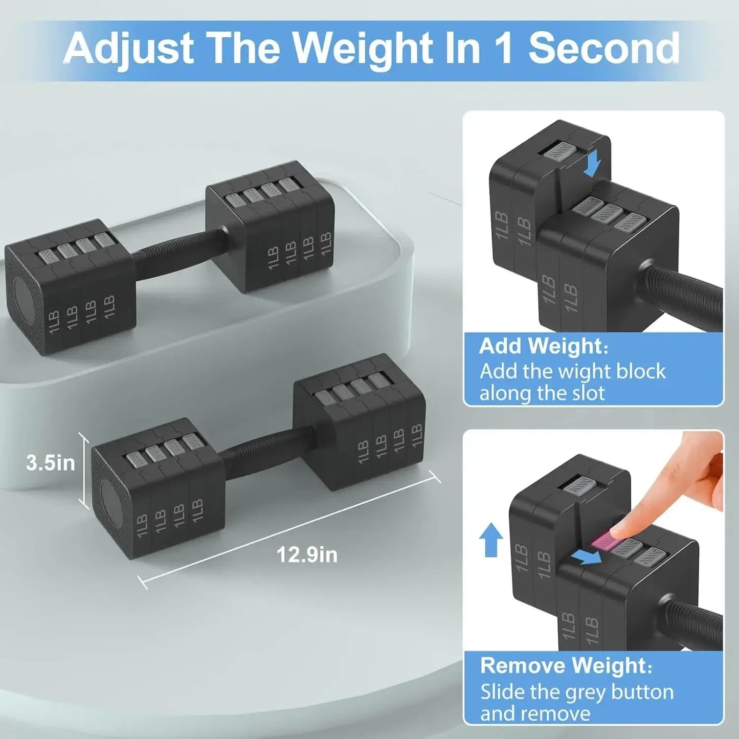 Adjustable Dumbbells Set of 2, Hand Weights Sets with 5 Levels, Adjustable Dumbbells for Women/Men Home Gym Full Body Workout