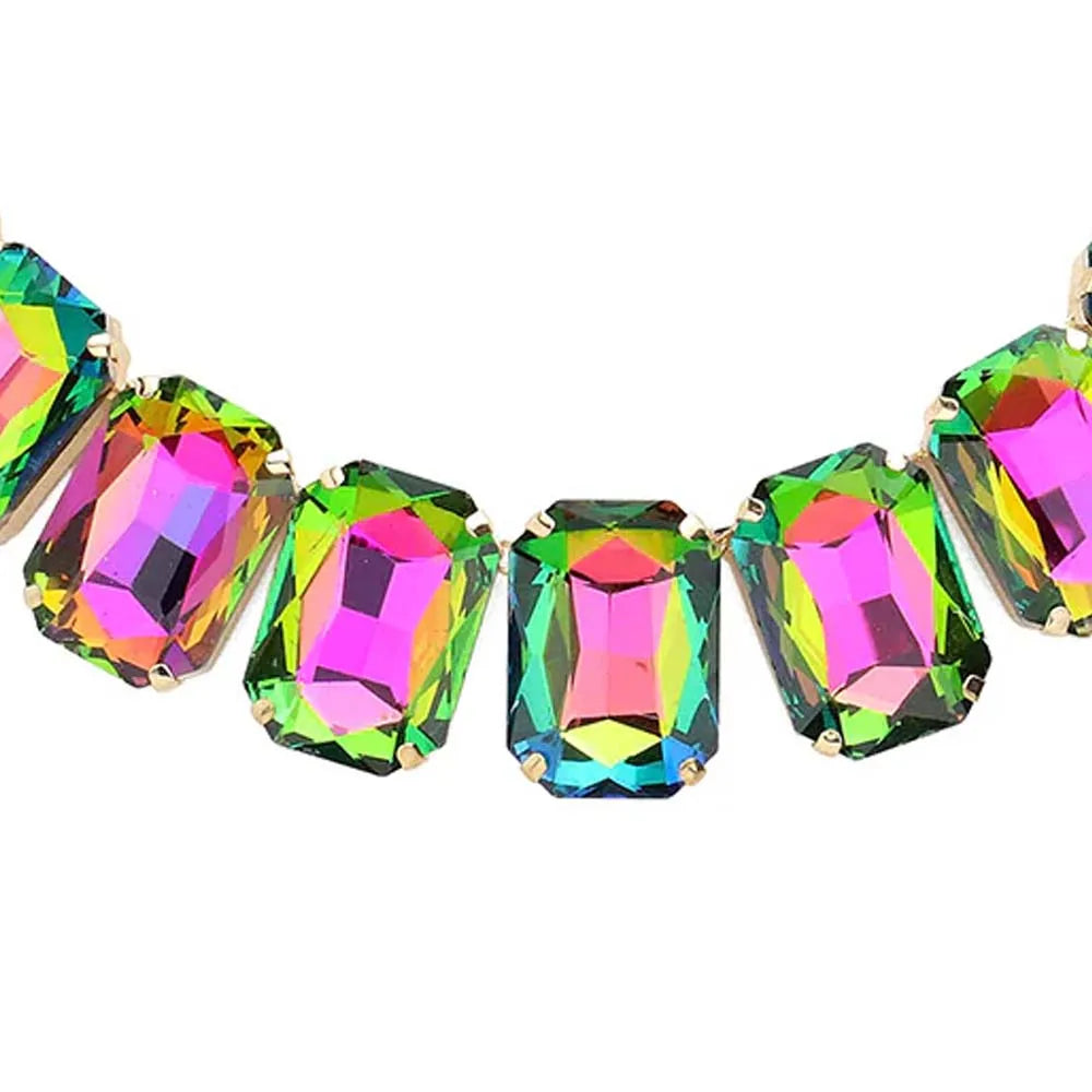 Stonefans AB Color Necklace and Earring for Women  Rhinestone Rhinestone Choker Dubai Fashion Wedding Jewelry Sets Bridemaids