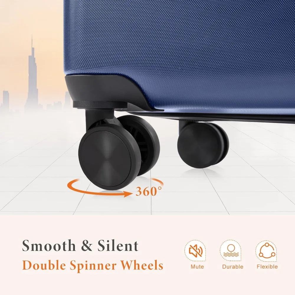 3-Piece Luggage Sets, Hard Shell ABS Suitcases with Double Spinner Wheels, Lightweight Expandable Rolling Travel Luggage