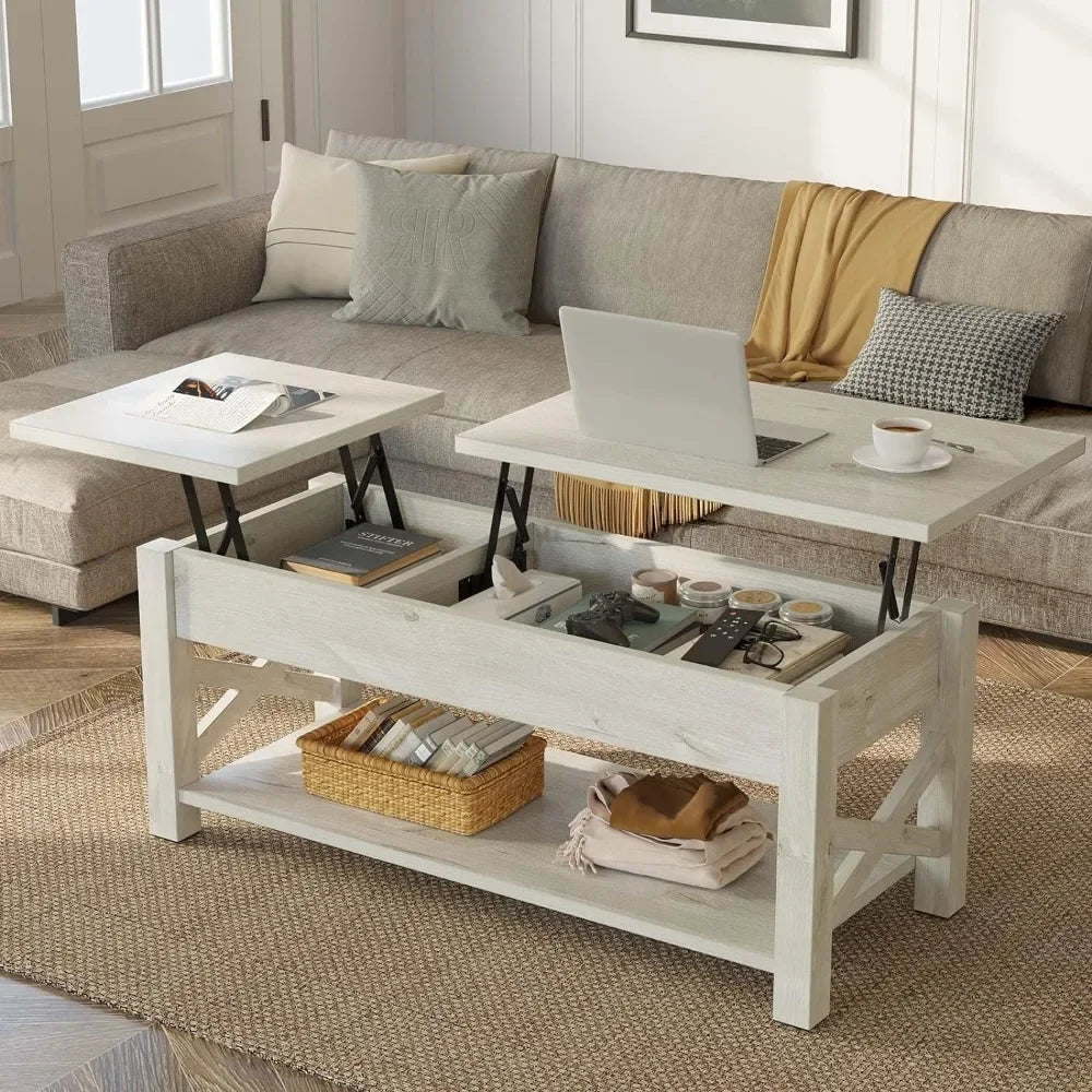 2 Way Lift Top Farmhouse Center Table With Hidden Compartment Design Coffee Table Nordic Coffee Tables for Living Room Furniture