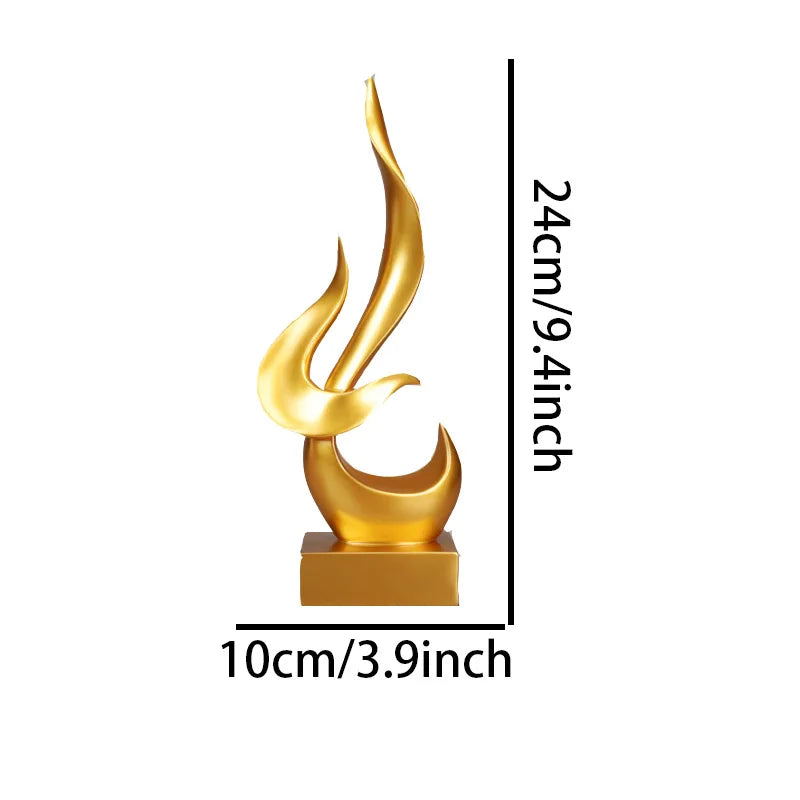 Resin Crafts Flame Abstract Bird Golden Sculpture Geometric Streamer Decorative Figurines Home Decoration Accessories