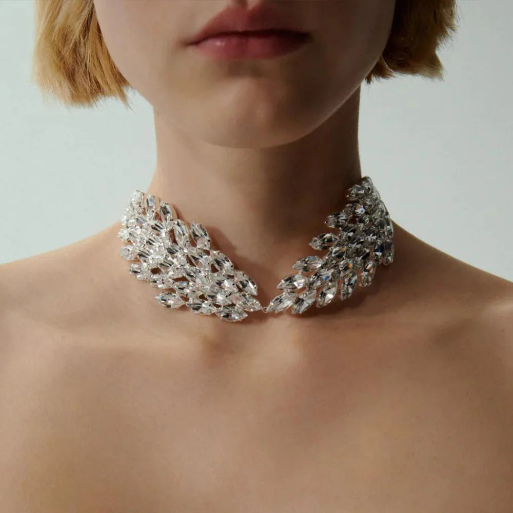 Stonefans Crystal Statement Choker Necklace Chain High Quality Women Symmetry Design Fashion Boho Rhinestone Collar Jewelry Gift