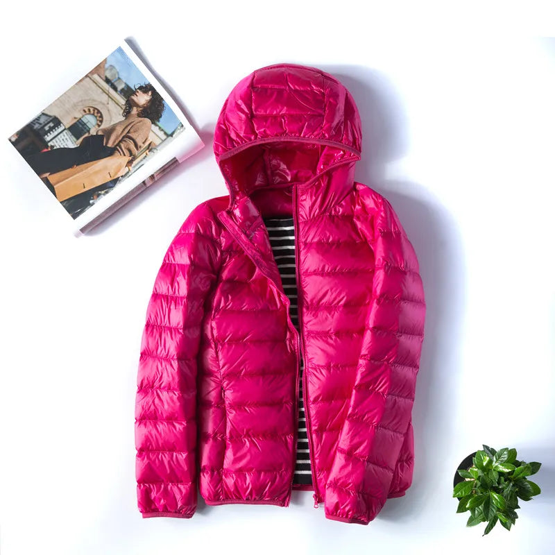 New Women Thin Down Jacket White Duck Ultralight Jackets Autumn and Winter Warm Coats M-5XL Portable Outwear Down Jacket Women