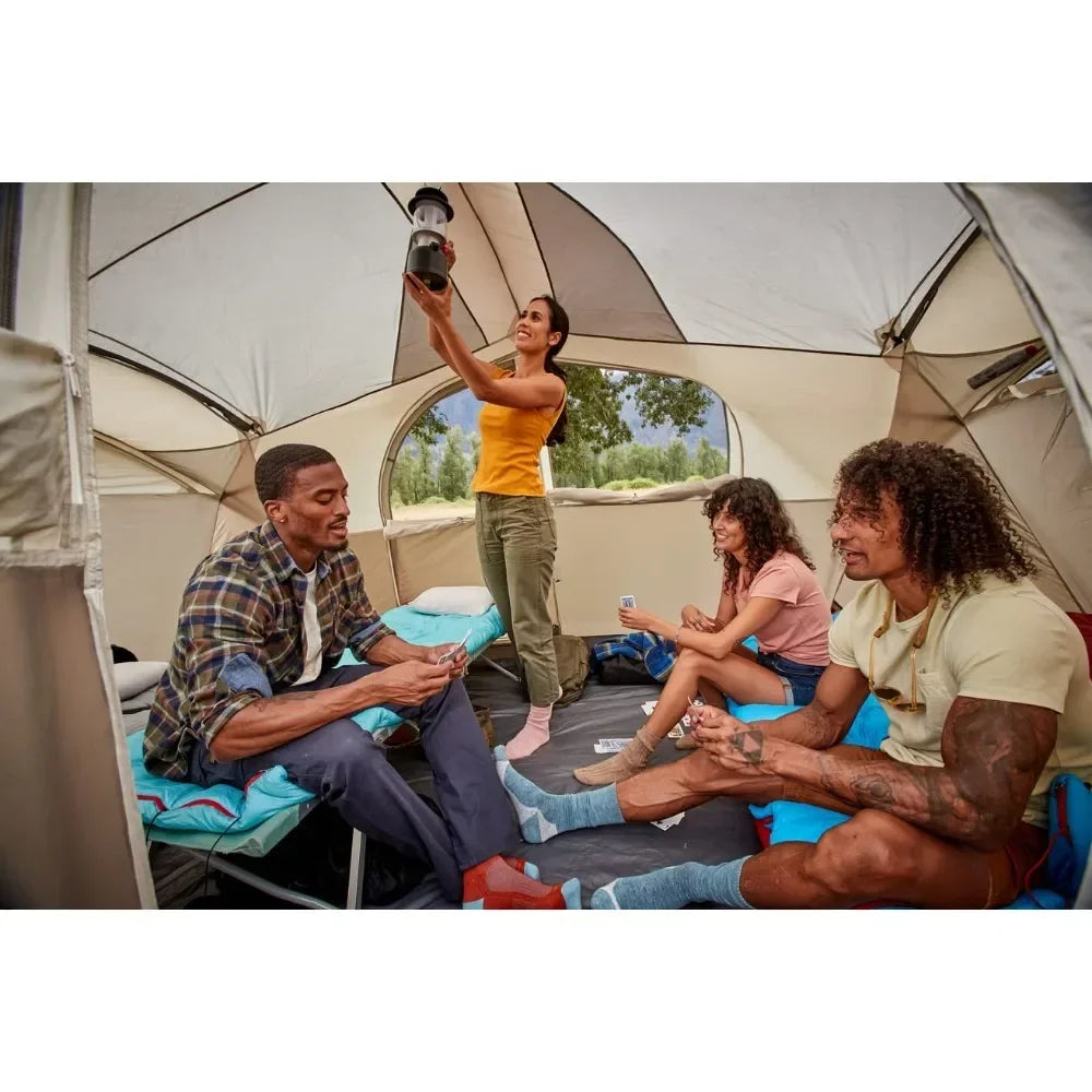 10-Person Weatherproof Camping Tent, Large Family Tent Included Rainfly and Strong Frame Withstanding Winds Up To 35MPH