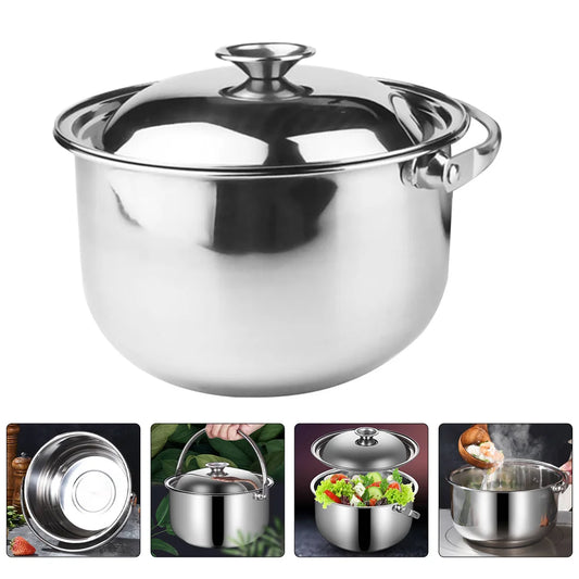 Stainless Steel Cooking Pot Handle Soup for Home Saucepan Utensil Household with Lid Stock Work Hot