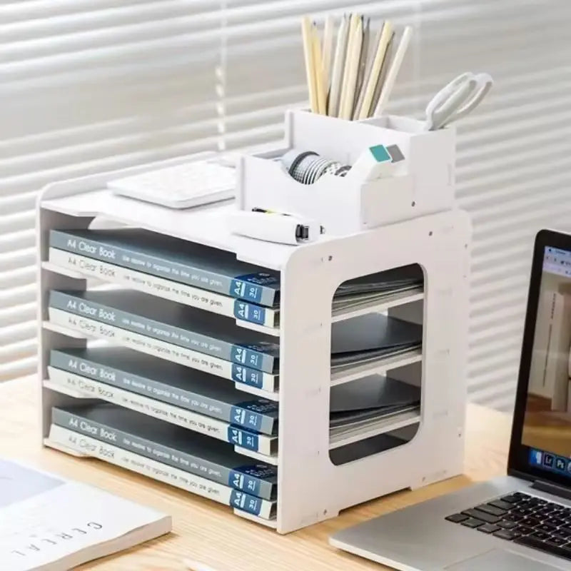 Multi-layer File Storage Rack Desktop Organizer Archives Office Classification Supplies Space-Saving Creative Desk Organizer