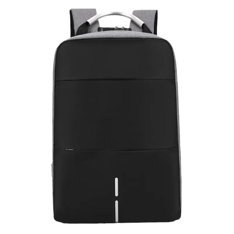 Men's Waterproof Patchwork Backpack Fashion Password Lock Anti-theft USB Travel Sports Charging Business Computer