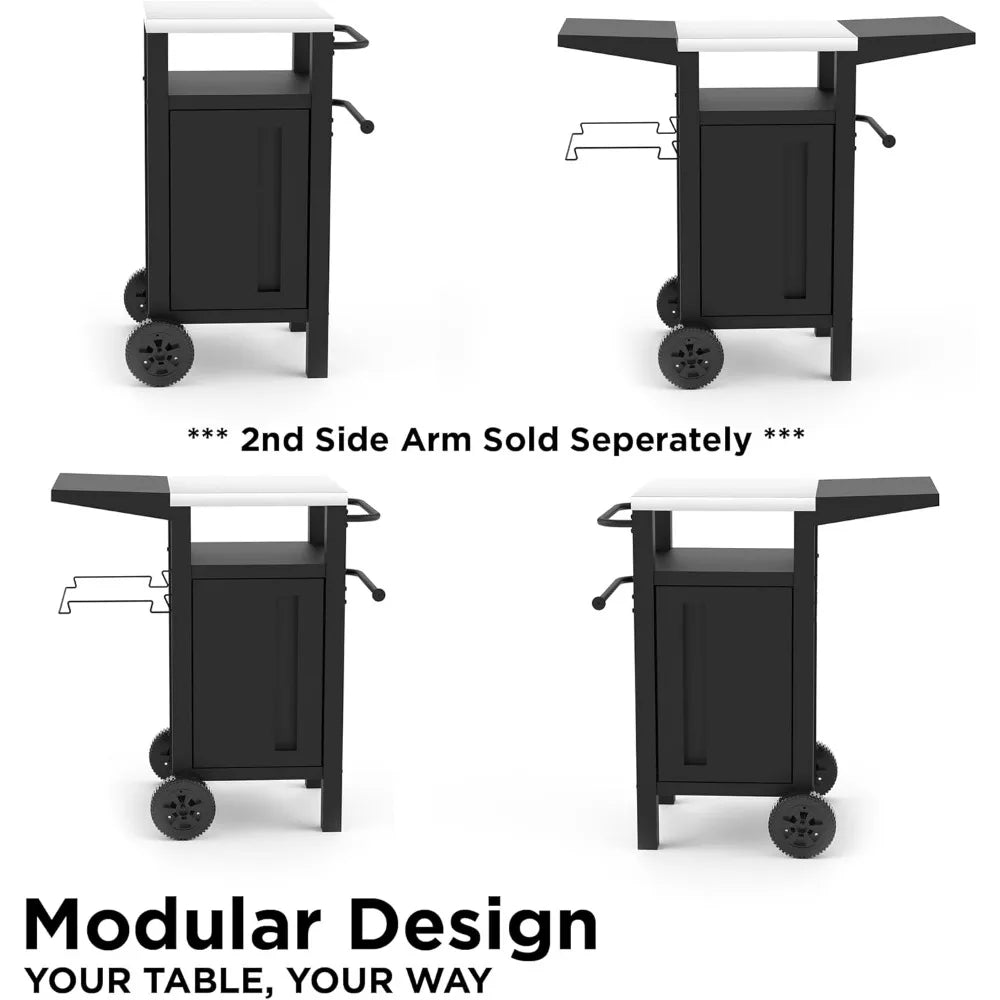 Grill Cart Outdoor with Storage, Modular BBQ Cart, Bar Patio Kitchen Island Prep Stand Cabinet