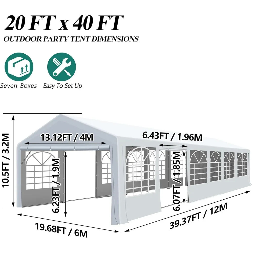 20' x 40' Canopy Party Tent & Carport - Heavy Duty Outdoor Wedding Gazebo with 4 Sand Bags, Event Shelter Canopy