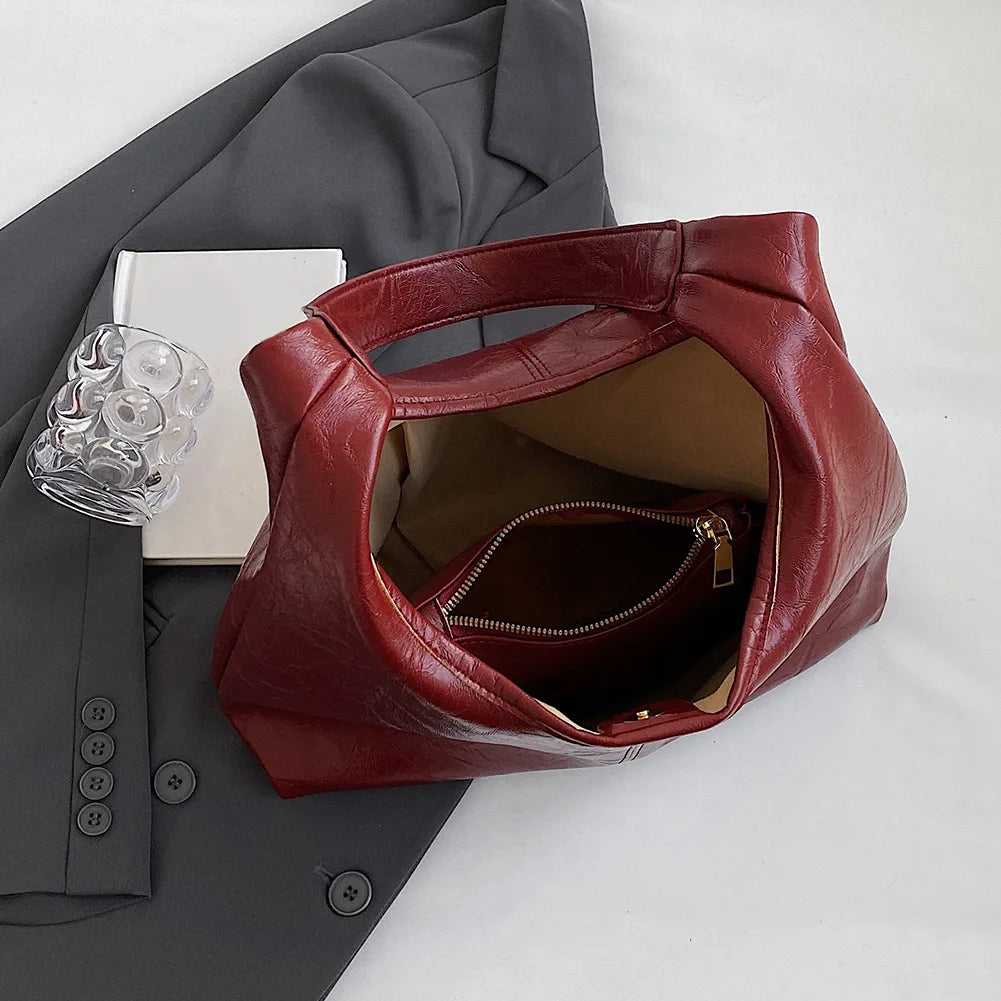Soft PU Leather Shoulder Bag for Women Wedding Totes Quality Commuter Underarm Bag Bolso Mujer Fashion Large Capacity Handbag