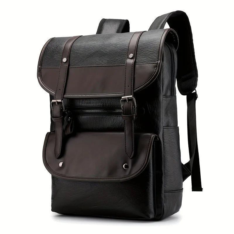 Extra-Large Capacity Mens PU Casual Backpack - Waterproof, Multifunctional, and Durable Outdoor Travel, and Leisure Activities
