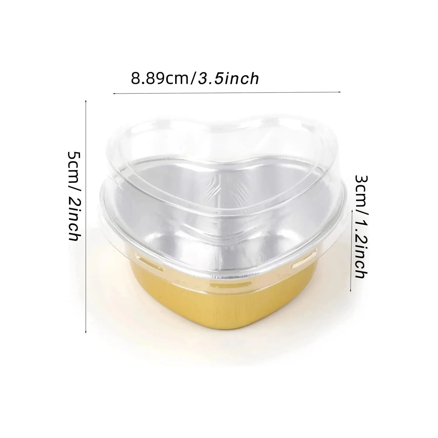 Disposable Mini Heart Shaped Aluminum Foil Cake Pan with Lids - 20 Pcs 100 ML/ 3.4 Ounce Cupcake Cup for Flan Baking