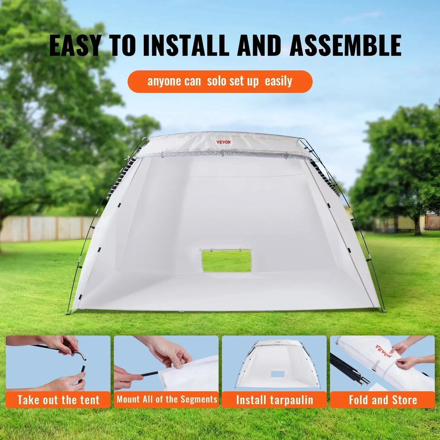 VEVOR Paint Booth Shelter Portable 7.5x5.2x5.2/10x7x6ft Foldable Spray Painting Tent for Furniture Craft Project DIY Hobby Tool