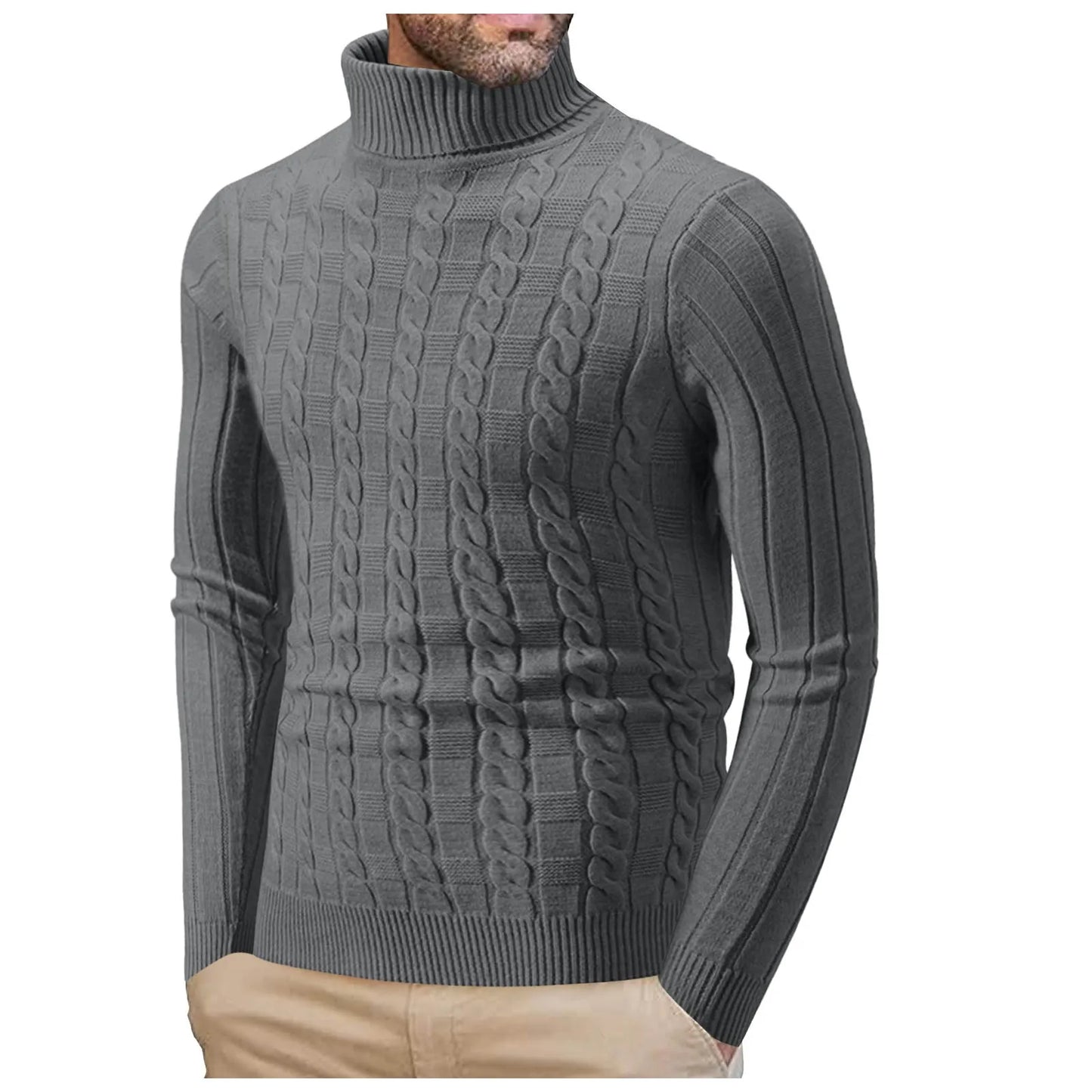 Men's Mock Turtleneck Sweater Long Sleeve Half Neck Pullover Thermal Casual Ribbed High Neck Pullover Men Thickened tops  ﻿