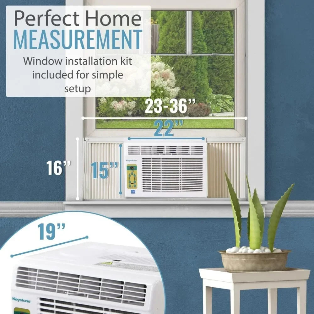 10,000 BTU Window-Mounted Air Conditioner with Follow Me LCD Remote Control, White