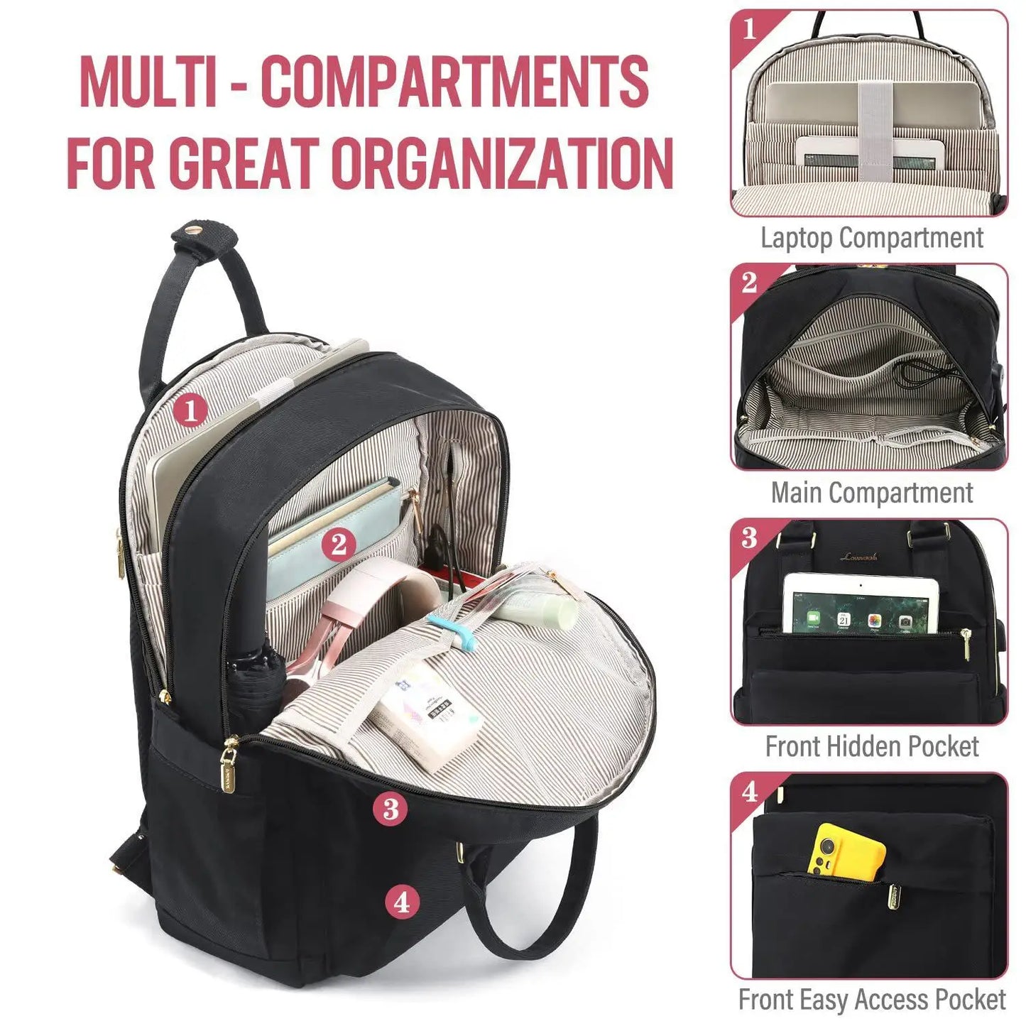 Fashion Travel Backpack Women USB Charging Laptop Lightweight Handbag School Bags For Girls Multifunctional Suitcase Backpacks