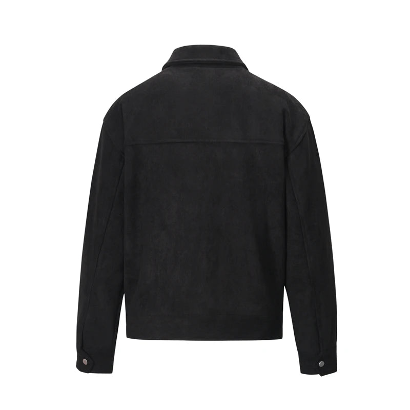 High Street Pockets Laper Zip-up Suede Thick Coat Mens Retro Solid Windbreaker Loose Winter Jackets Oversize Casual Clothes