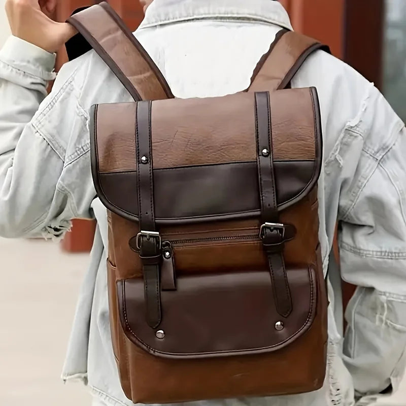 Extra-Large Capacity Mens PU Casual Backpack - Waterproof, Multifunctional, and Durable Outdoor Travel, and Leisure Activities