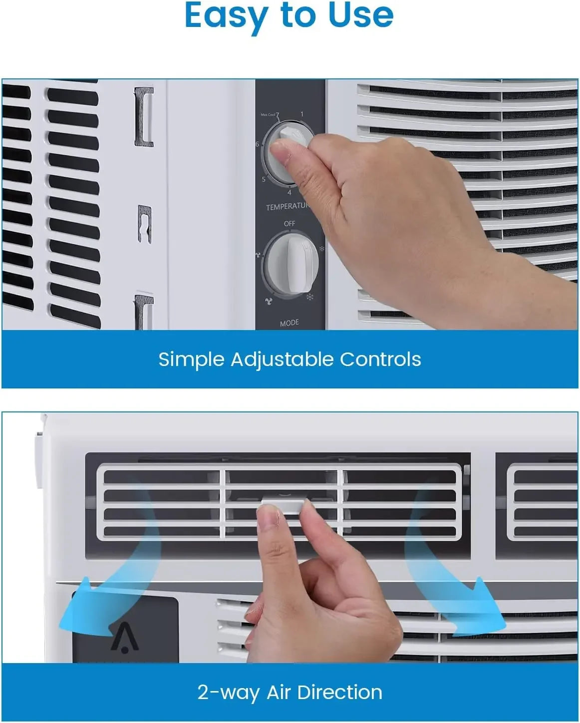 5,000 BTU Small Window Air Conditioner - Cool Up To 150 Sq.ft. with Manual Adjustable Fan and Cooling Modes, for Small Room