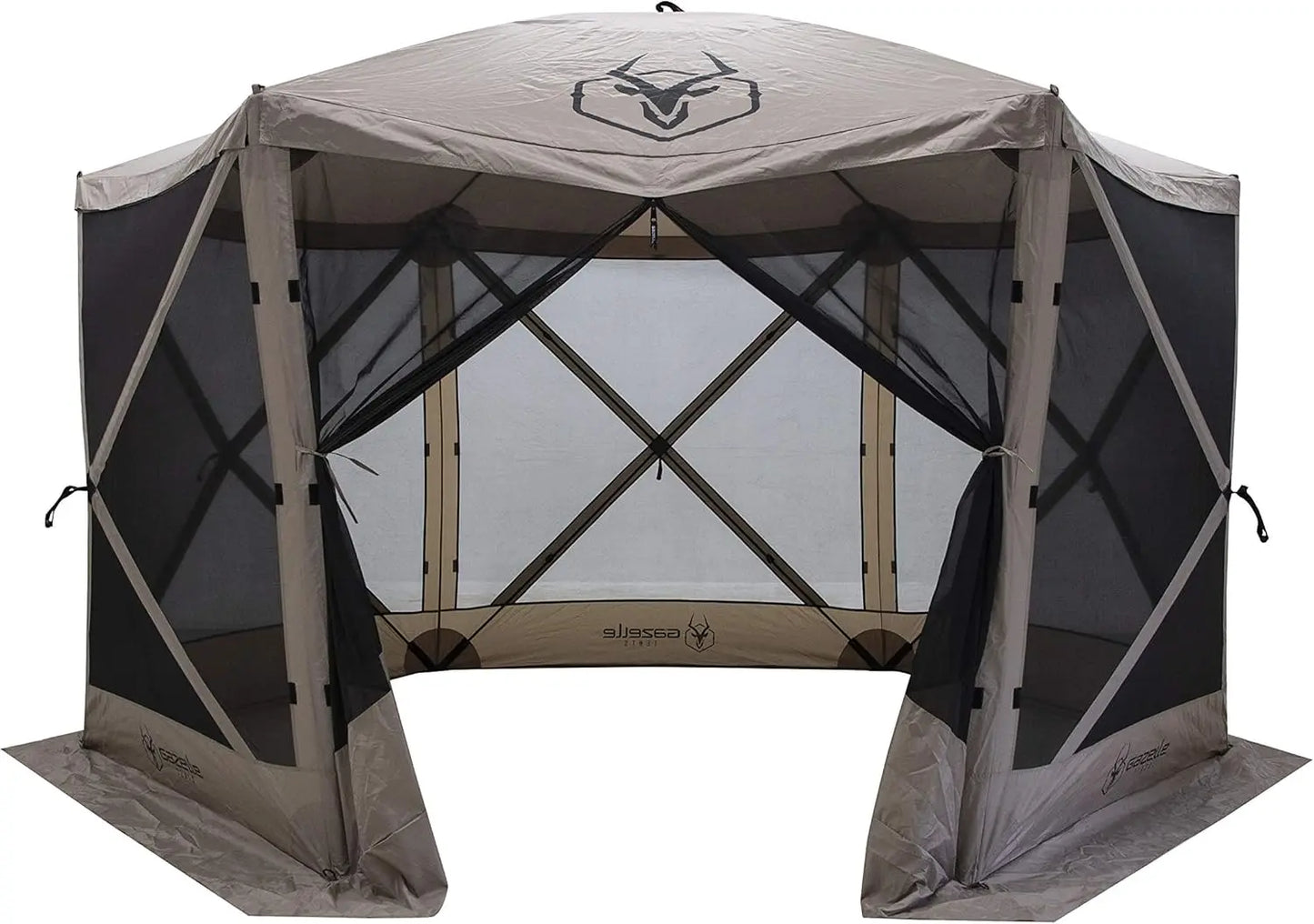 Portable Gazebo, Easy Pop-Up Hub Screen Tent, Waterproof, UV Resistant, 8-Person & Table, Desert Sand, 86" x 124" x 124", GG601D