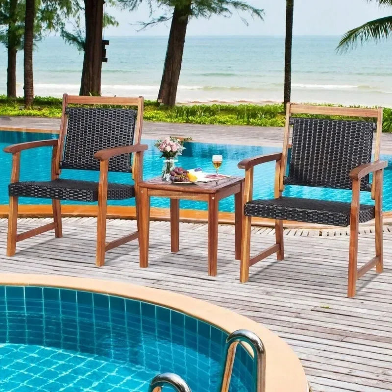 Terrace Tavern Set,Outdoor Furniture Chairs and Side Table, Weather Resistant Vine Garden Dialogue Swimming Pool Deck Balcony