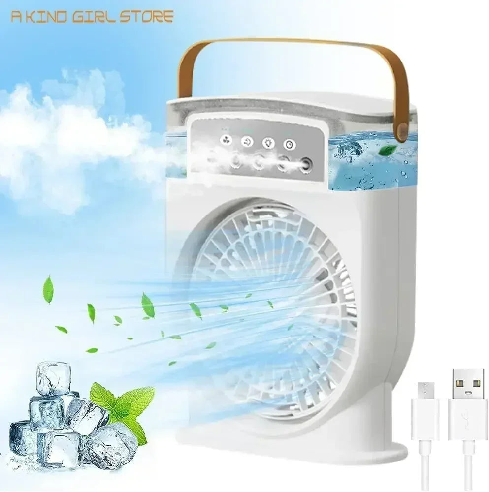 3 In 1 Portable Fan Air Conditioner Humidifier Cooling USB Fan Air Cooler LED Night Light Water Mist Humidification Fans