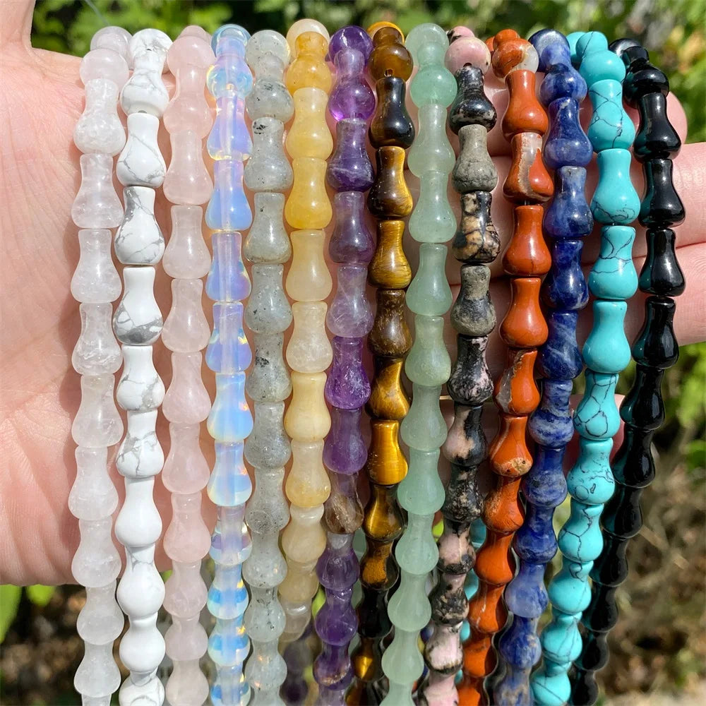 8x12mm Natural Vase Shape Stone Beads Agates Opal Tiger Eye Gems Bead Polished Spacer Loose Beads for Jewelry Making Handmade