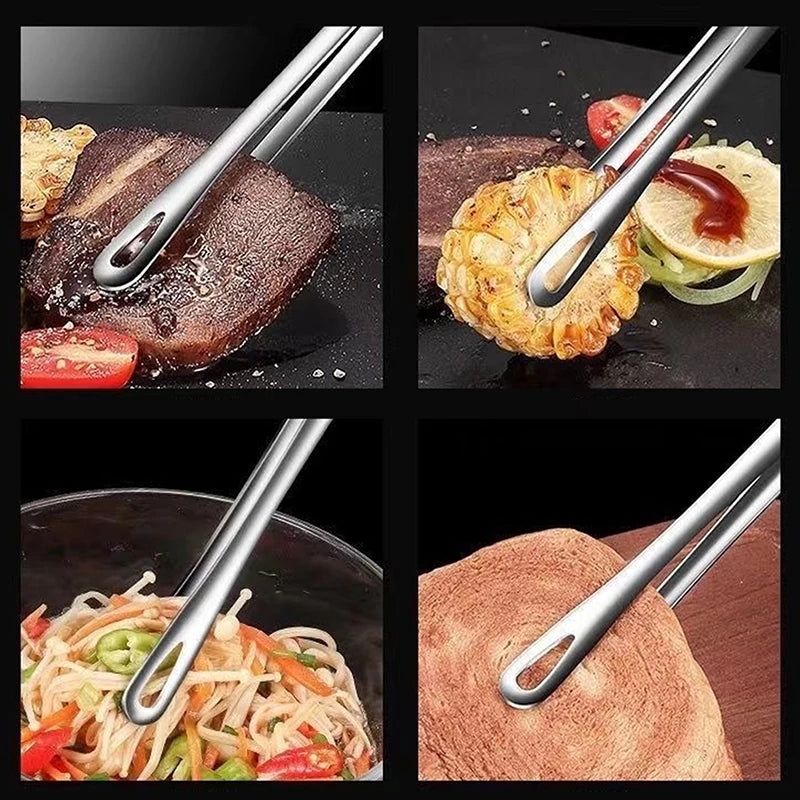 BBQ Food Tongs Barbecue Clip Stainless Steel Kitchen Food Meat Clip Non-slip Non-Stick Steak Clamp Cooking Tool For Grill Baking