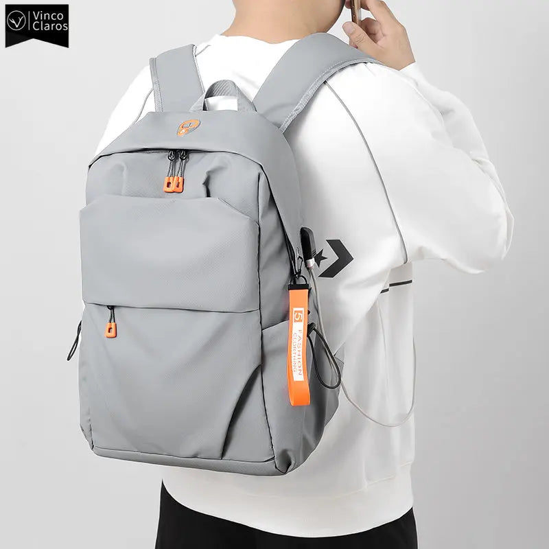 VC Simple Trend Designer Men's Backpack Lightweight Laptop Bag Male Waterproof USB charging Business Backpack Youth Travel Bag