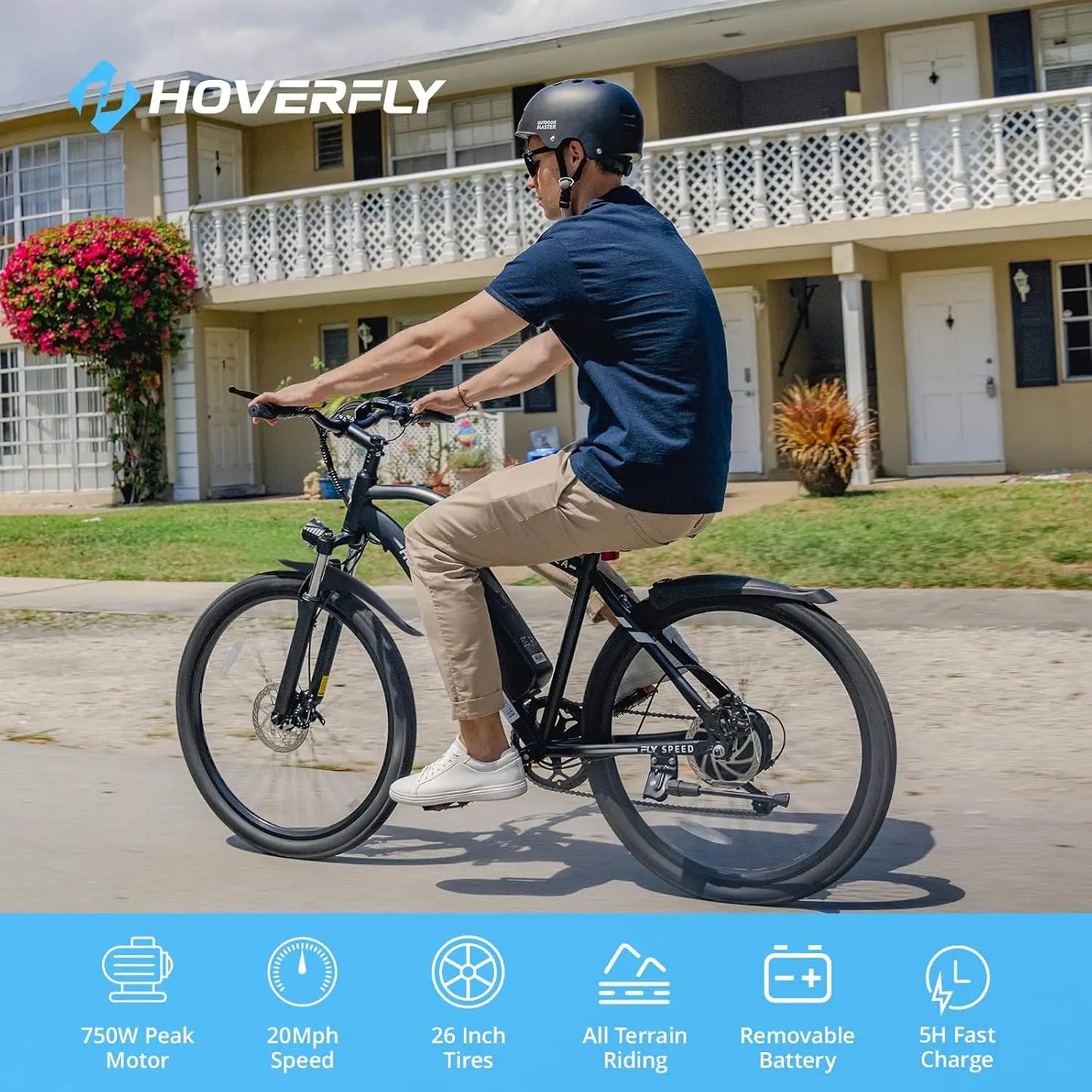 Electric Bike 26", 750W Peak Motor Mountain , Up to 40 Miles 20MPH Removable Battery, 7-Speed and Shock