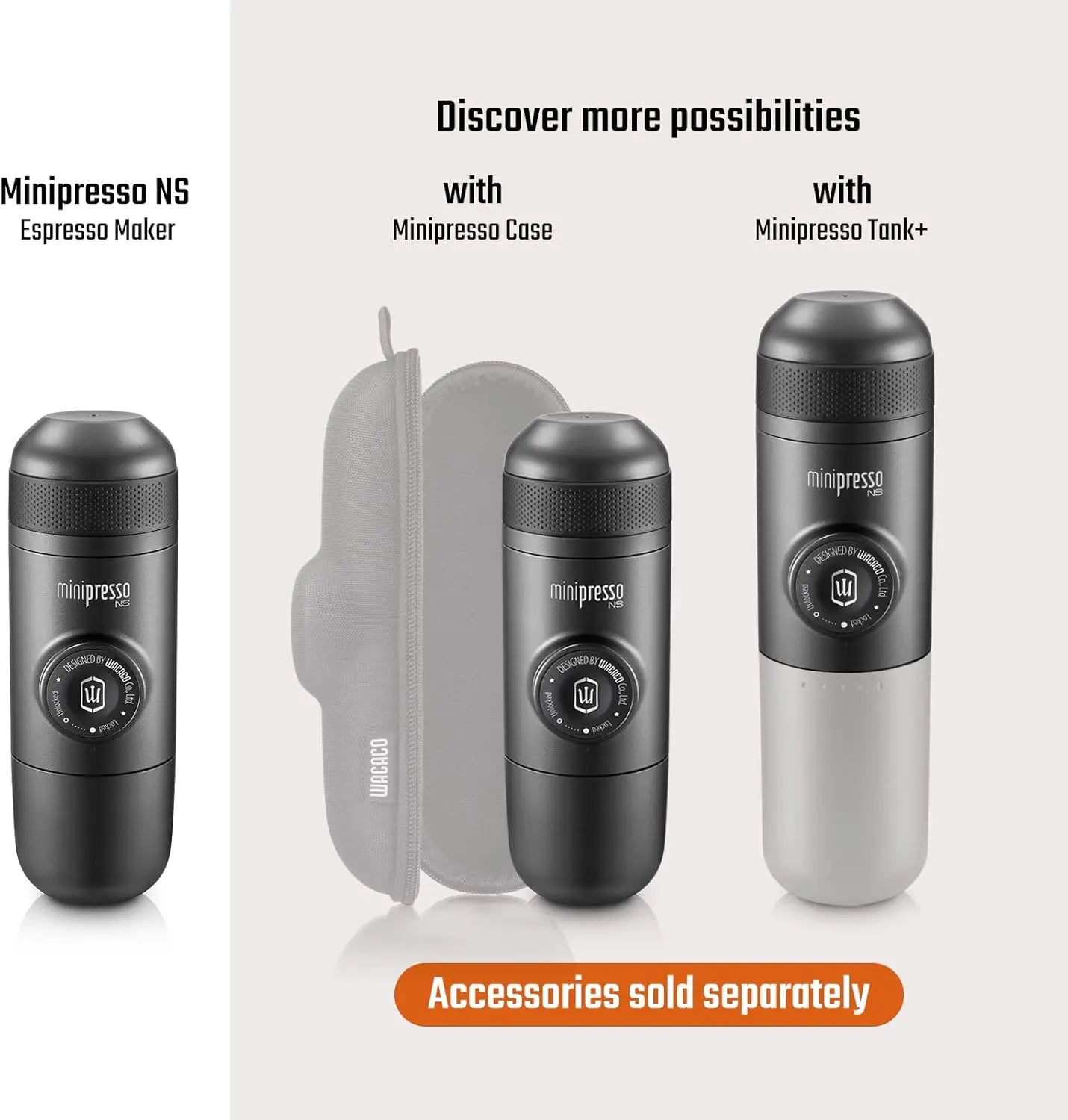 Minipresso NS, Portable Espresso Machine, Compatible Original NS Capsules, Travel Coffee Maker, Manually Operated from Piston Ac