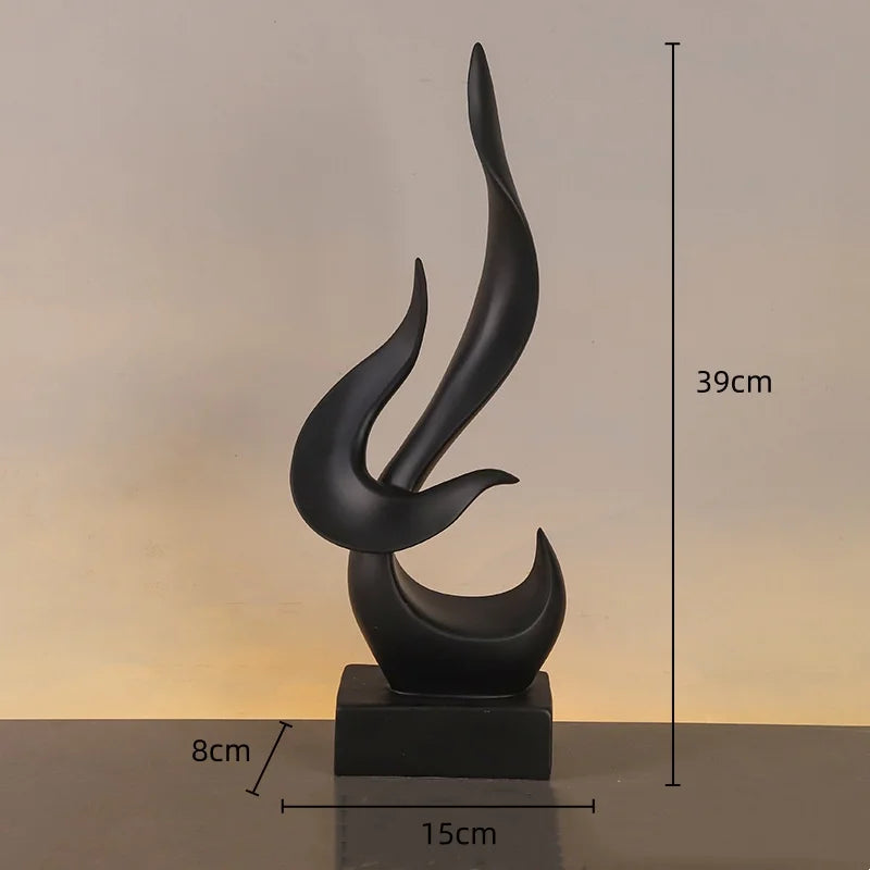 Resin Crafts Flame Abstract Bird Golden Sculpture Geometric Streamer Decorative Figurines Home Decoration Accessories