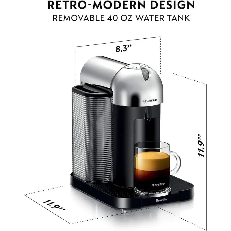 Nespresso Vertuo Coffee and Espresso Maker by Breville Aeroccino, Chrome