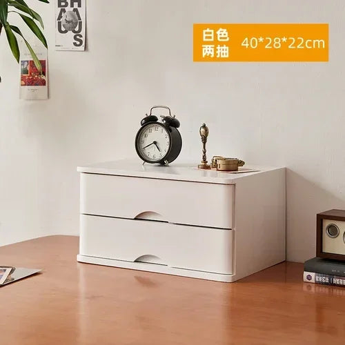 Multi-Layer Wooden Desktop Storage Boxes, Solid Wood Drawer File Organizer, Computer Heightened Rack, Office Storage Cabinet.