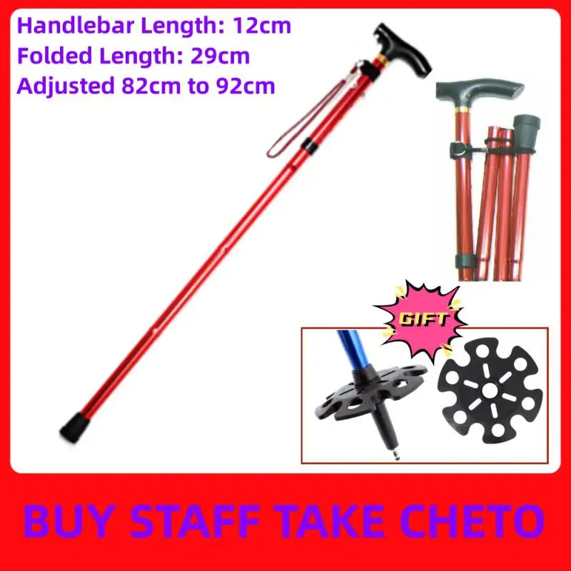 Multifunction Walking Stick Trekking Poles Telescopic Fold Crutches Hiking Stick Crutch Elderly Metal Stick Walking Cane Outdoor